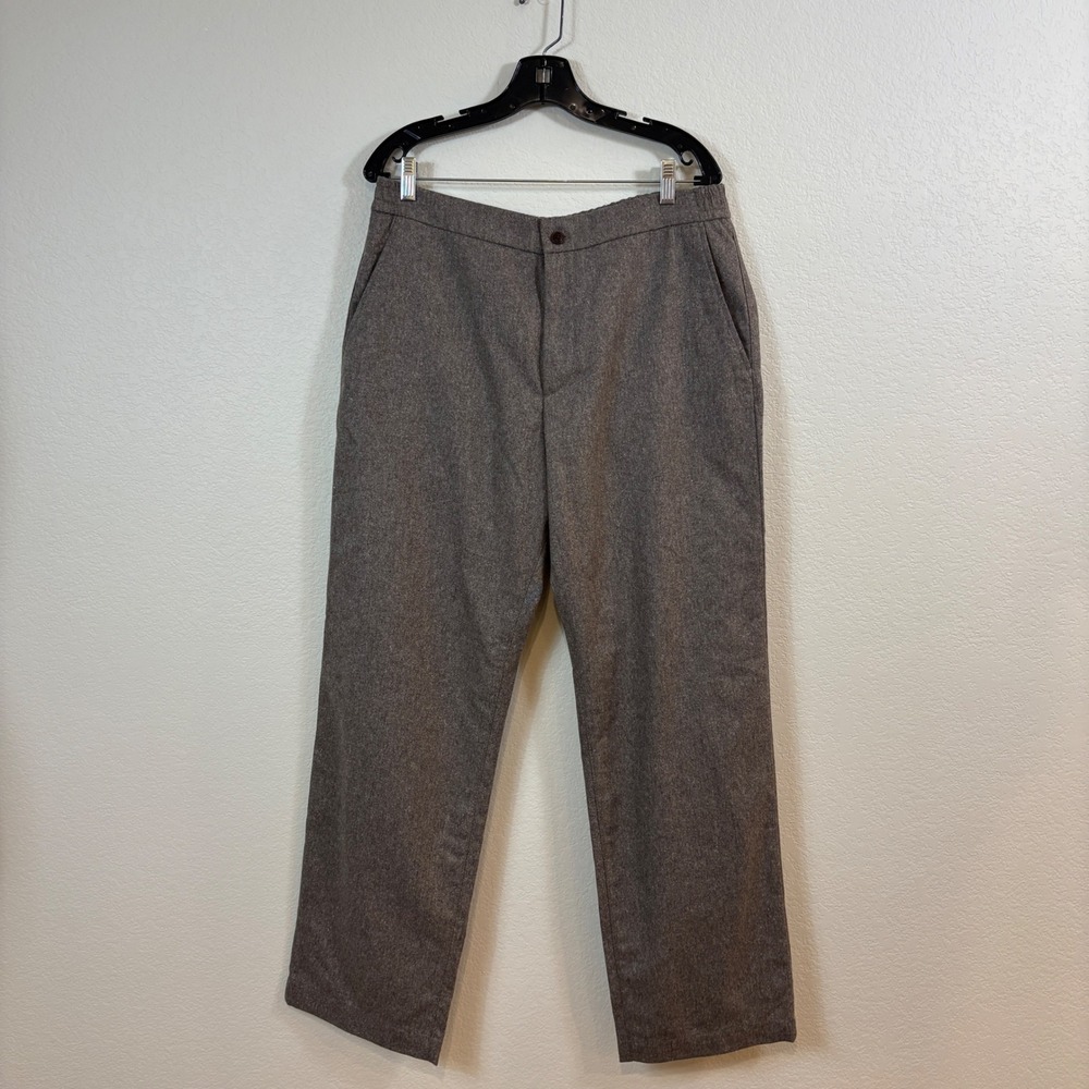 Ted Baker Trousers Mens 34R Brown Wool Blend Elastic Waist Pants Heritage Preppy